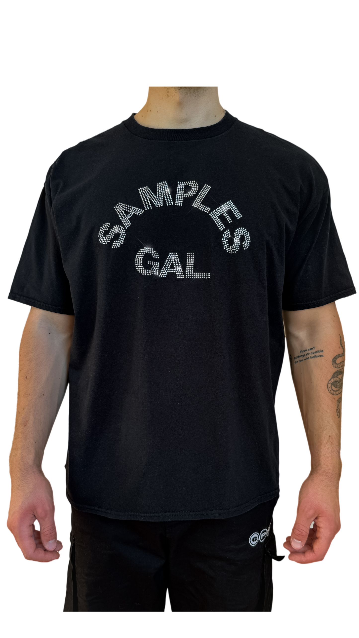 Silver on Black Rhinestone T-Shirt